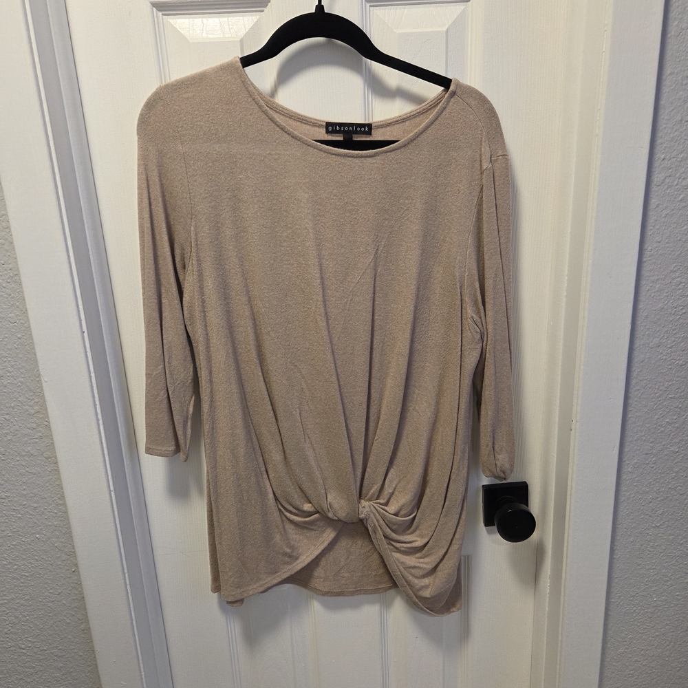 Elegant Women's Beige Knot Front Tunic